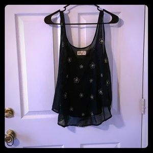 Flower embroidered tank